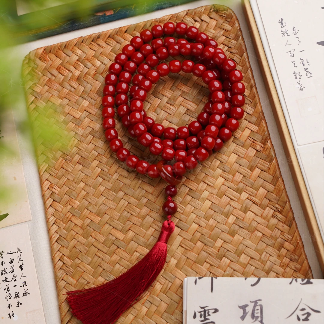 【红豆相思】天然红菩提108颗10*11mm多圈手串