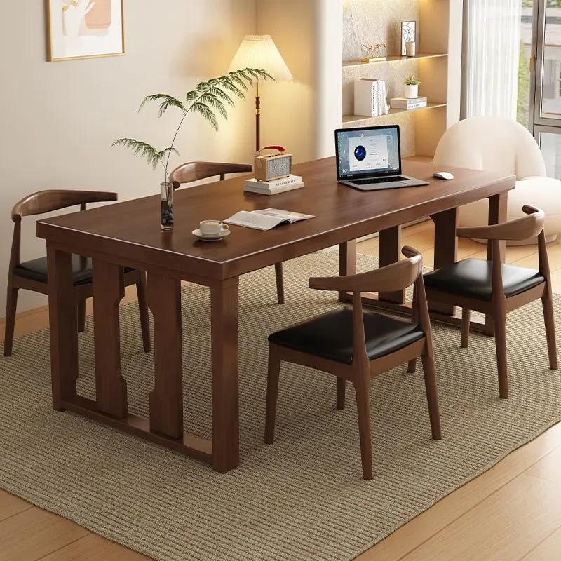 全实木加厚大板桌书法桌客厅工作台办公桌椅超大会议学习桌泡茶桌