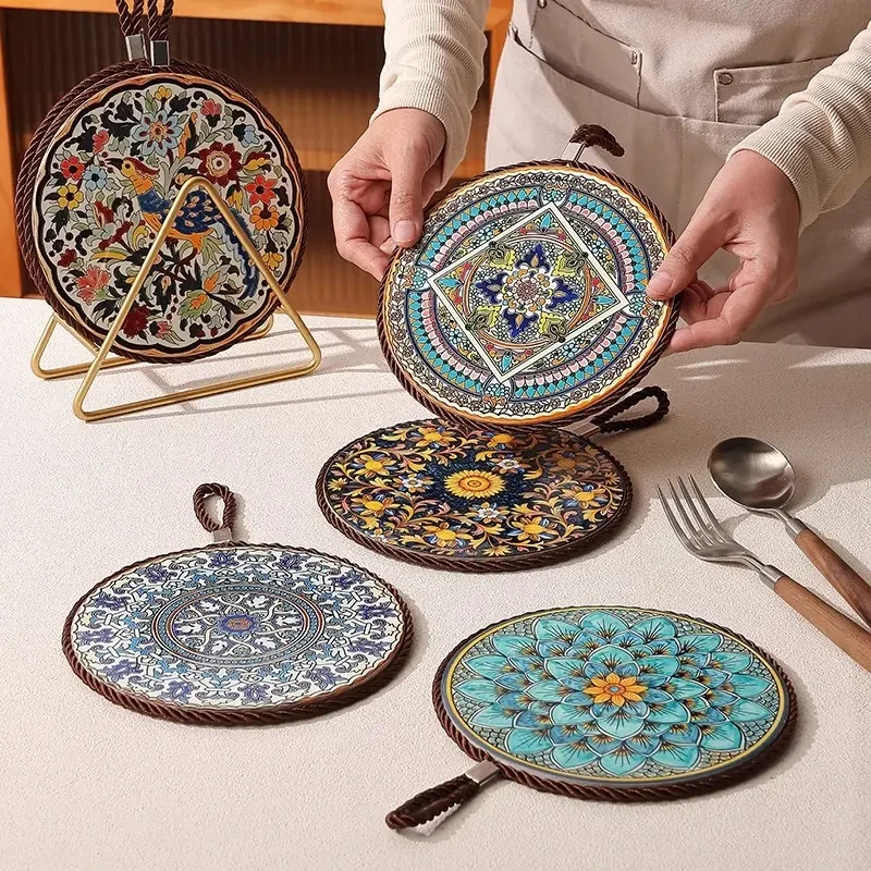 复古隔热垫耐高温砂锅防烫垫珐琅锅垫子陶瓷新中式餐桌餐盘垫桌面