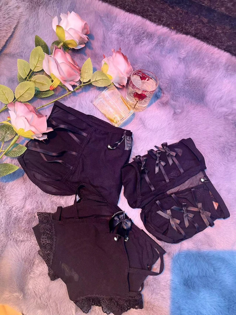 林依依【80-200斤】大码女士性感蕾丝透气显瘦ins短款内裤冬季3条装