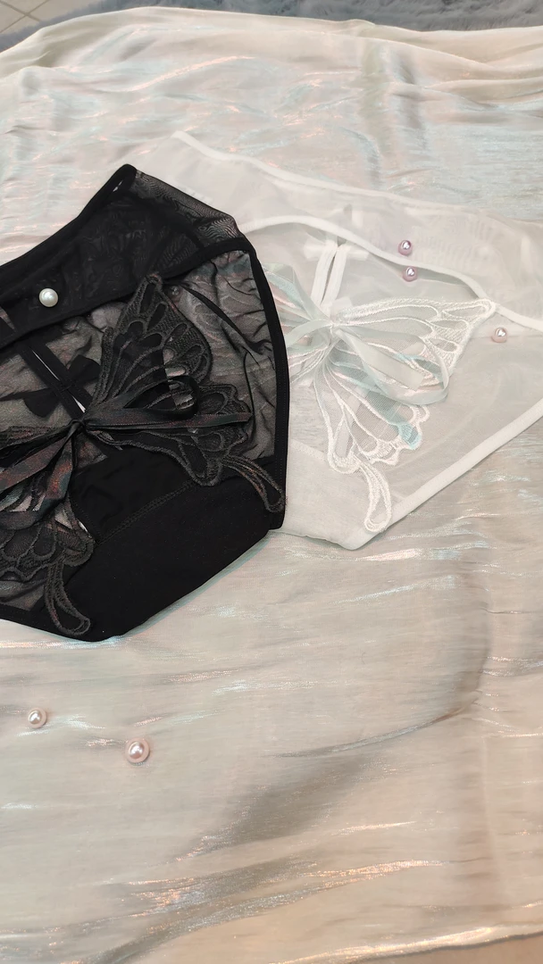 林依依【80-200斤】大码女士性感蕾丝透气显瘦内裤2条装内衣黑色