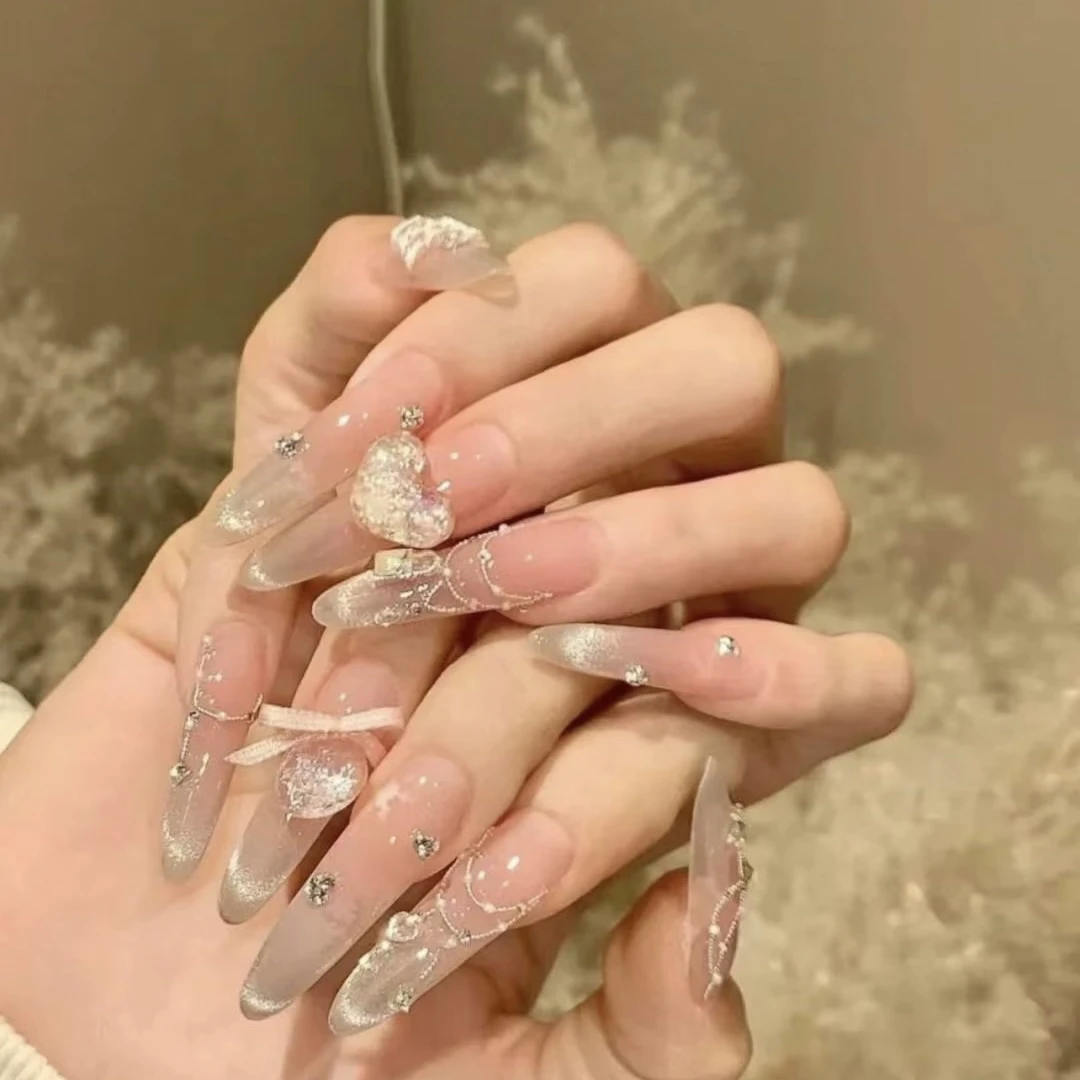 【直播拆+许愿+隐藏】 水晶K9钻diy美甲钻饰品精品渐变中长款冰透in