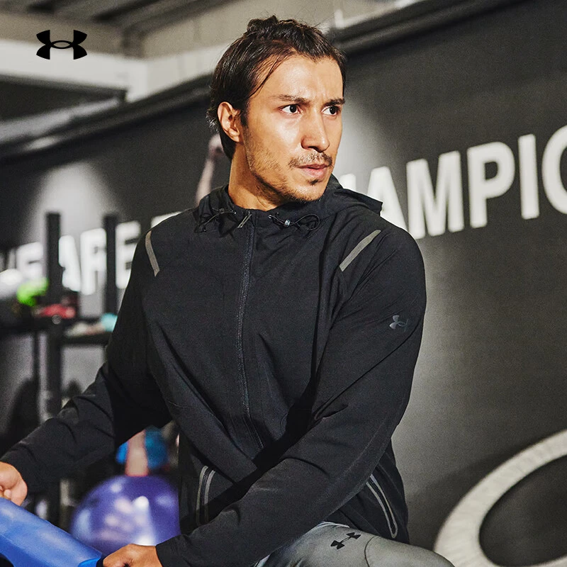 UA安德玛男款健身训练跑步运动服休闲外套长袖连帽宽松上衣春秋夹