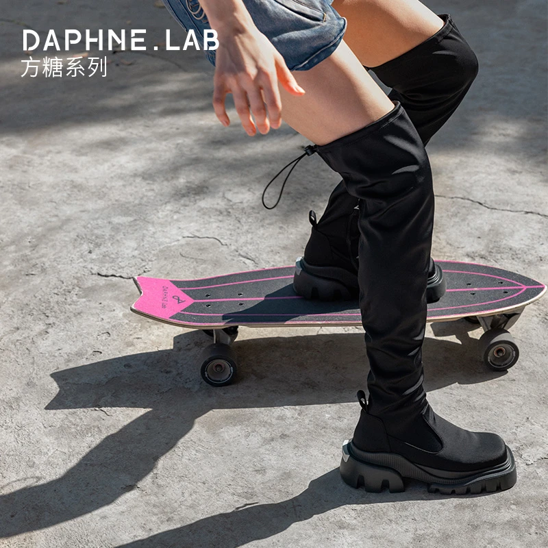 DAPHNELAB达芙妮方糖过膝靴夏日版2024新款时尚舒适百搭防晒长靴