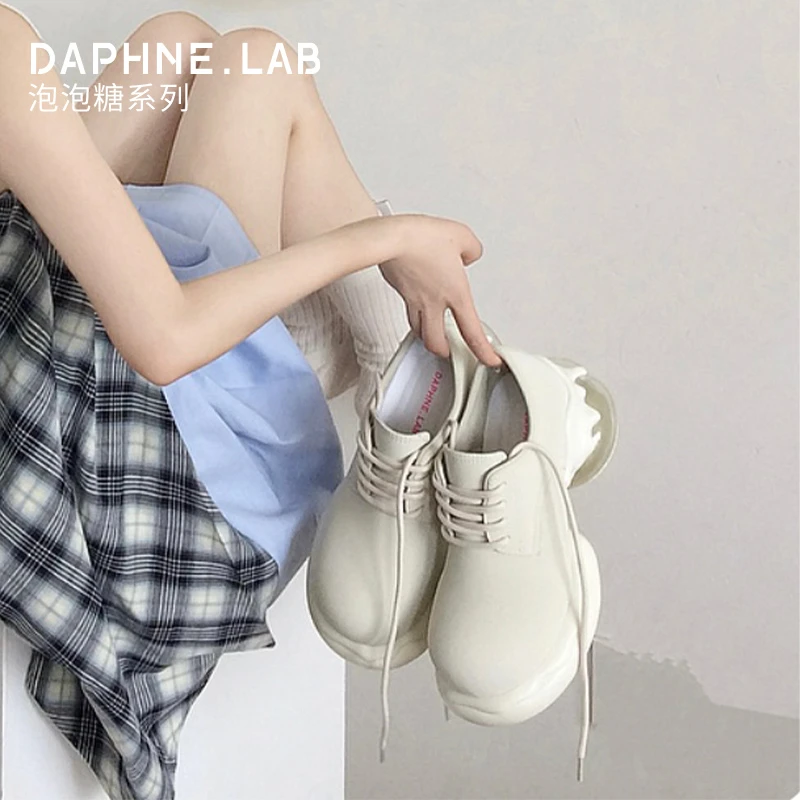 DAPHNE LAB达芙妮泡泡糖大头鞋2024秋新款鼓翘头德比鞋女怀旧复古