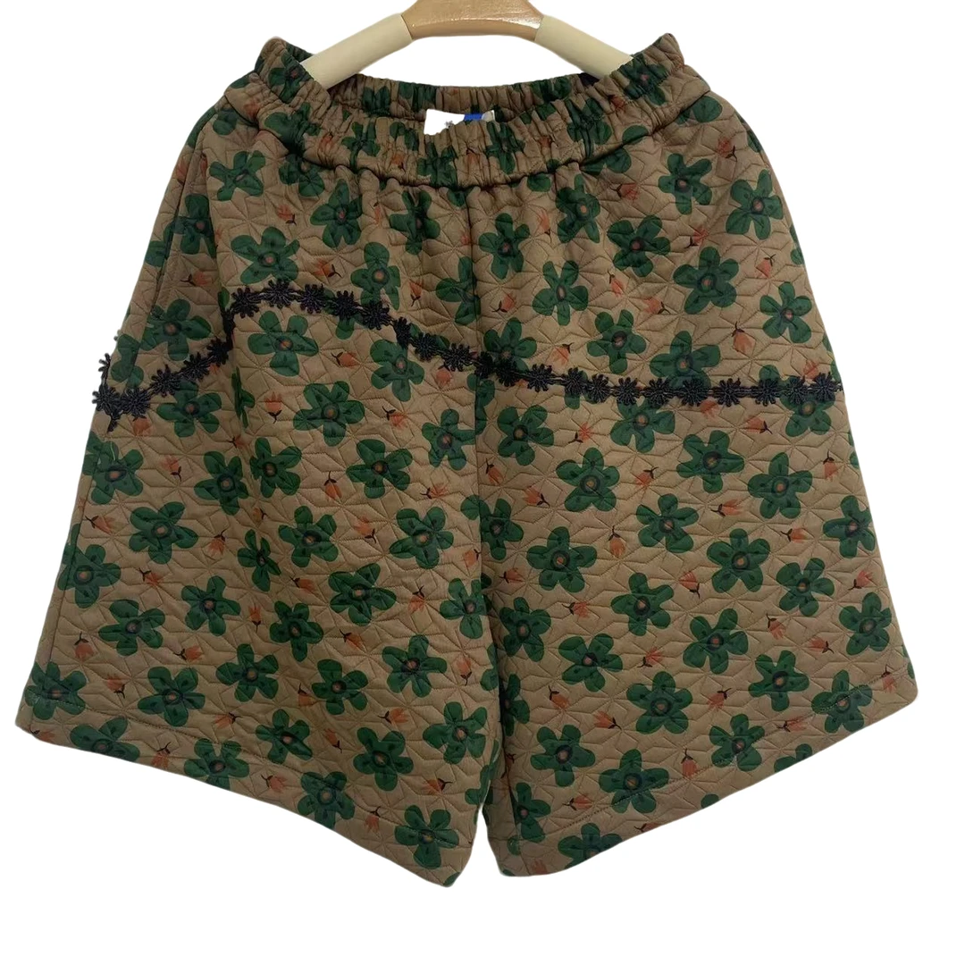 恬小霓（玲玲姐精选）3099/绿花花/六分裤/花边/休闲/百搭/时尚