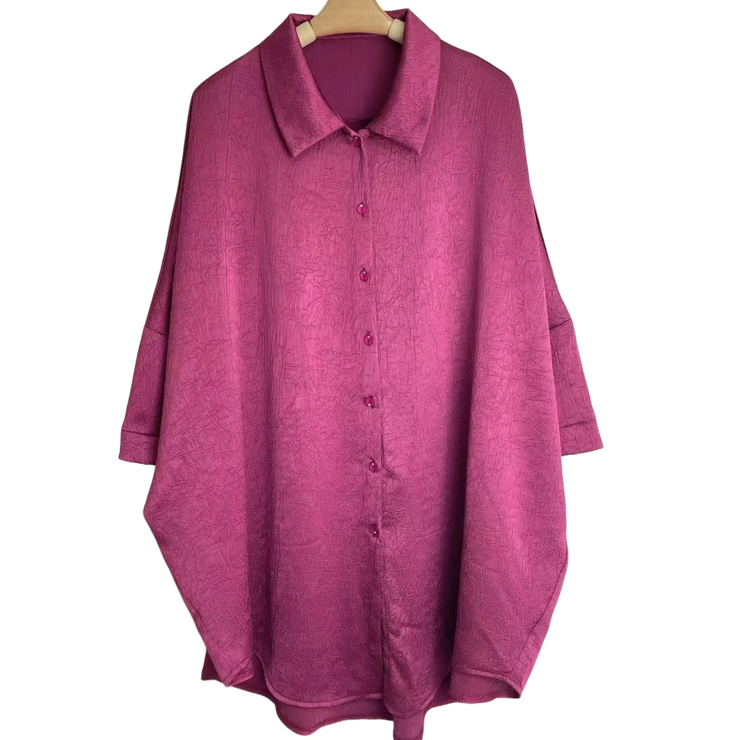 恬小霓（玲玲姐精选）0025/娃娃领/浅玫紫/蝙蝠袖/衬衫/宽松/休闲