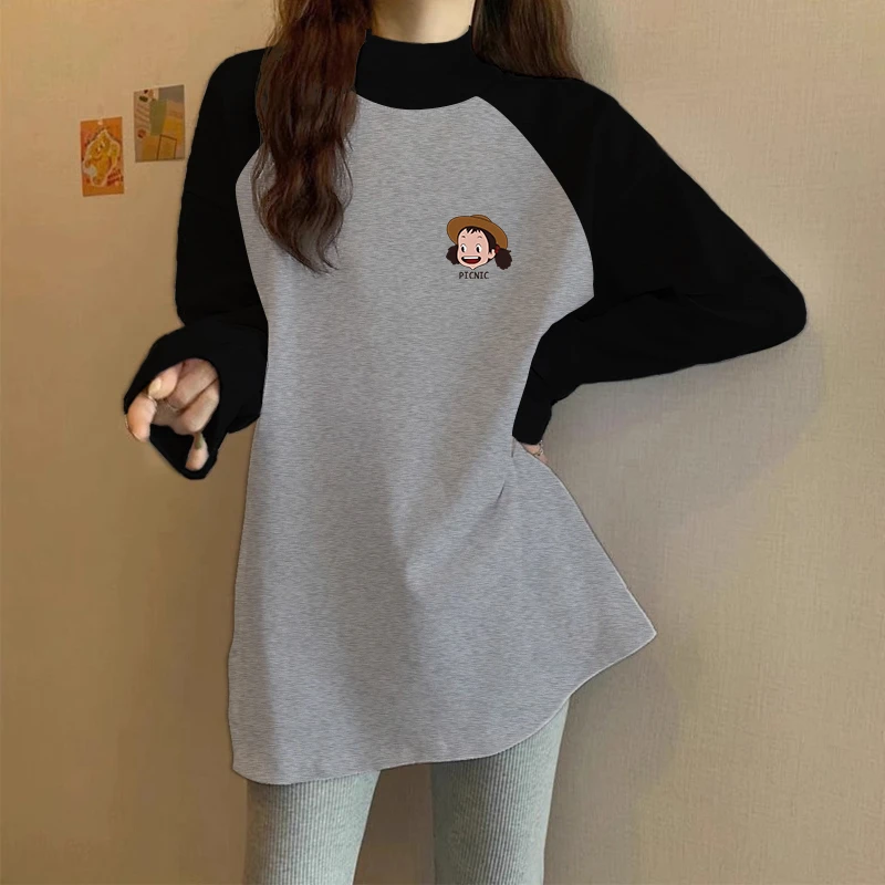 白色长袖t恤打底衫女内搭秋冬时髦修身洋气遮屁股中长款上衣小衫