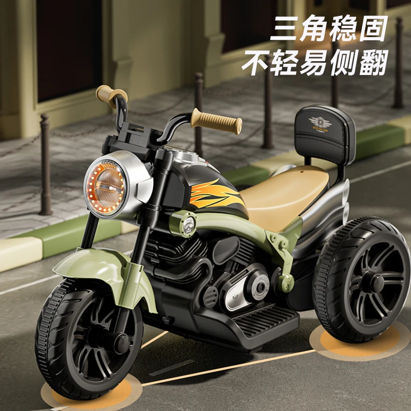 Z七点儿童电动车摩托车男女孩宝宝电瓶车小孩可坐人充电遥控玩具