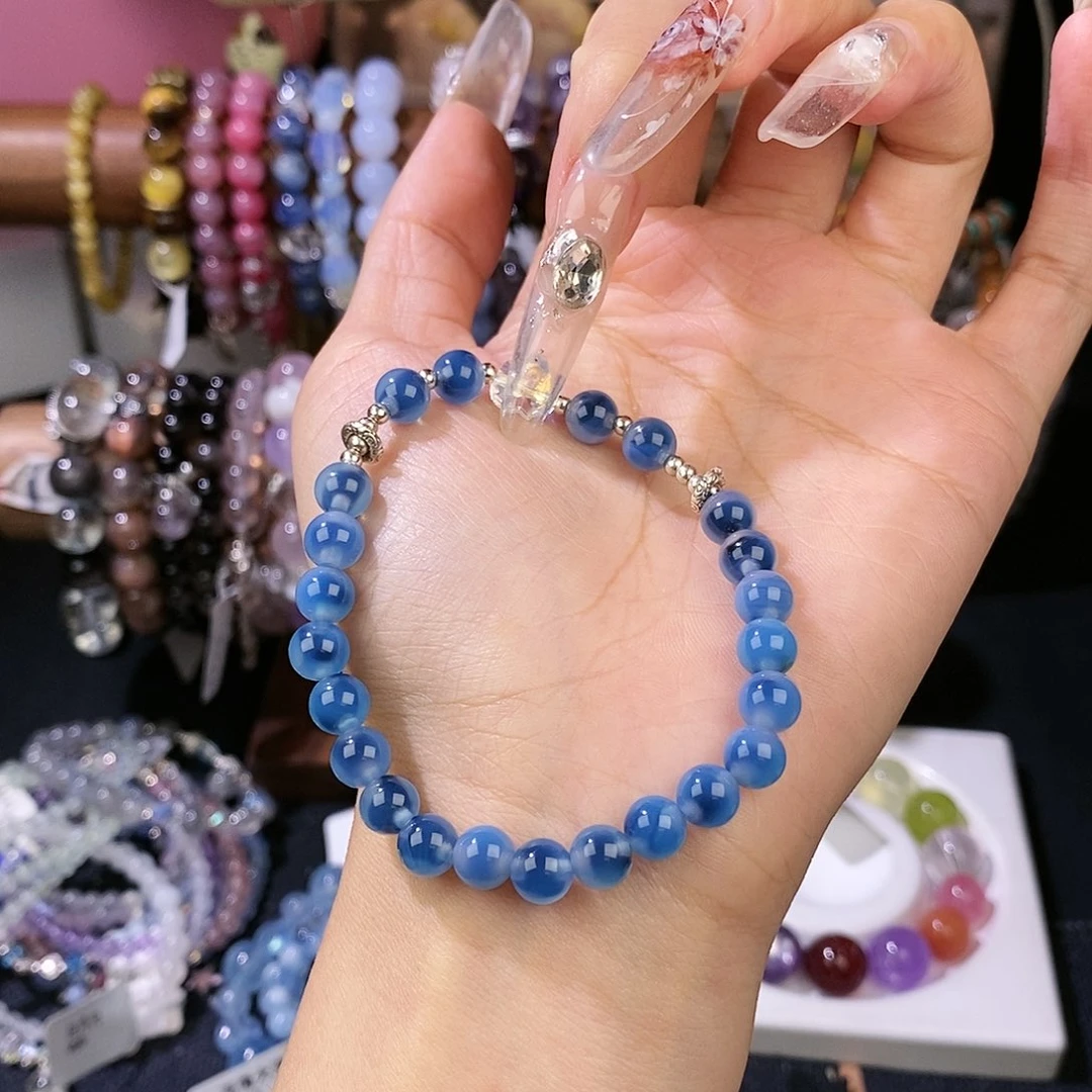 烟晶手链银S925镶嵌失*夜糖心玛瑙