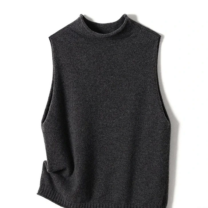 100%绵羊毛 极简风背心马甲休闲百搭无袖