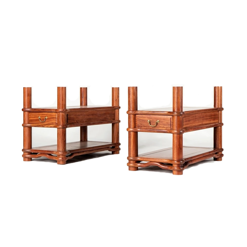 WOODKONG/梧空室界巴花实木家具圆包圆柜子大板底座实木茶桌支架