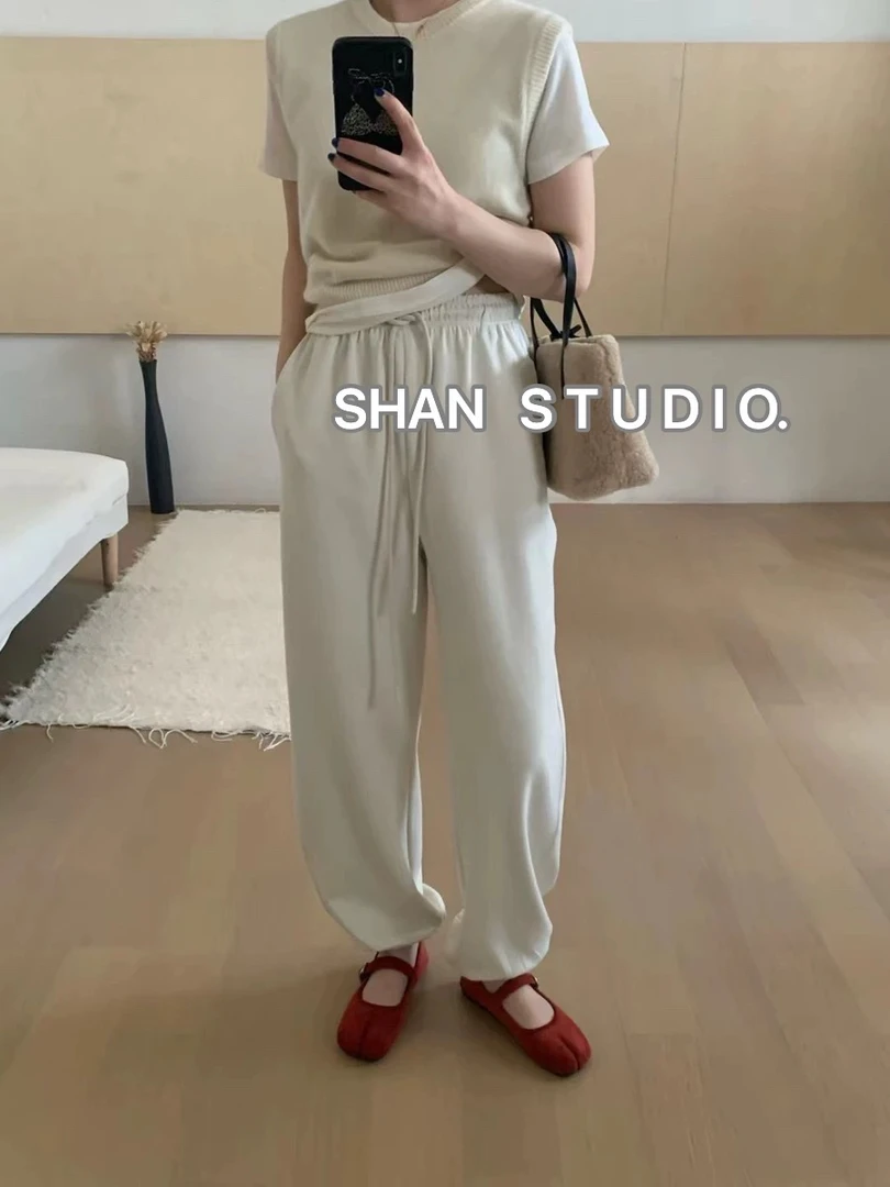 【窄腿卫裤】SSJ 松紧腰口袋铜牌抽绳束脚卫裤