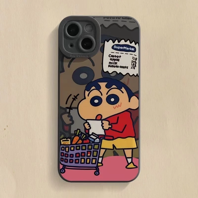 蜡笔小新苹果16手机壳磨砂iPhone15promax防摔12软壳11全包14硅胶