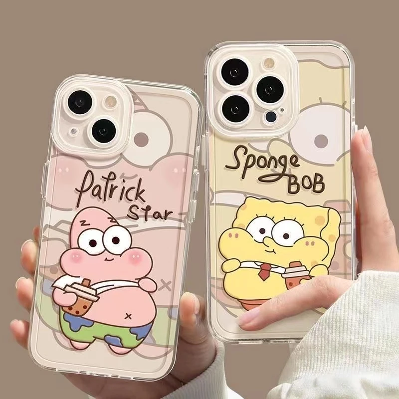 适用苹果iPhone14plus手机壳13Pro透明12/11全包海绵宝宝7/8plus