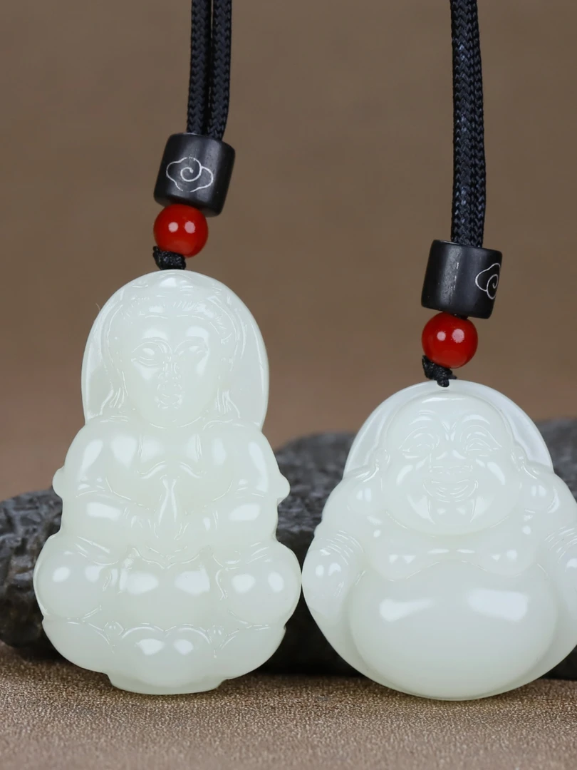 新款观音弥勒佛吊坠男女款笑佛观世音项坠项链情侣款挂件首饰礼物