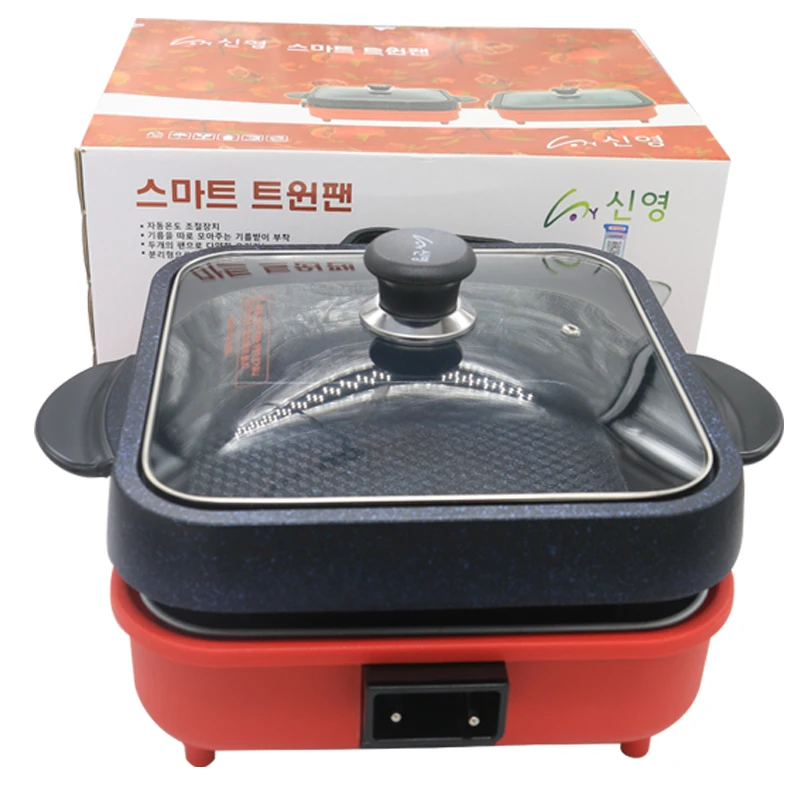 韩国信荣烤肉麦饭石电烤盘韩式电火锅烤肉涮锅可烤可涮可烤不粘锅