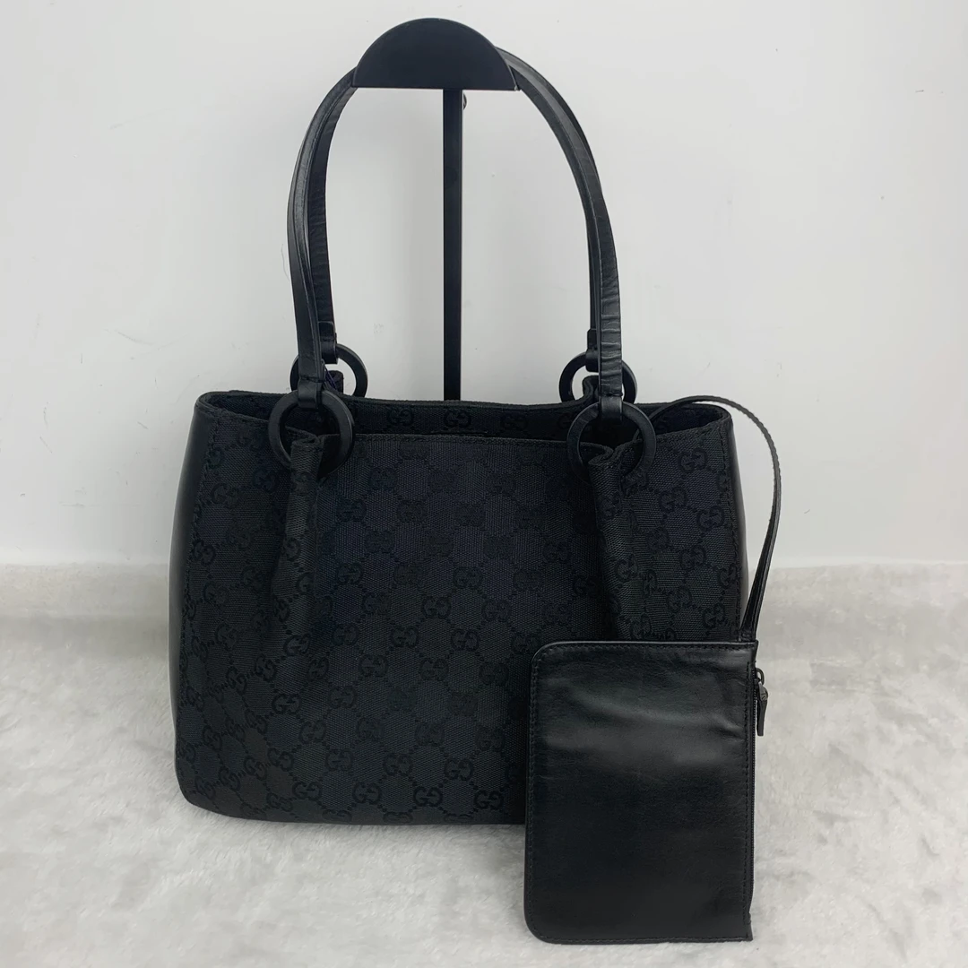 95新 GUCCI/古驰 GUCCI/古驰97新古驰黑花小号托特包