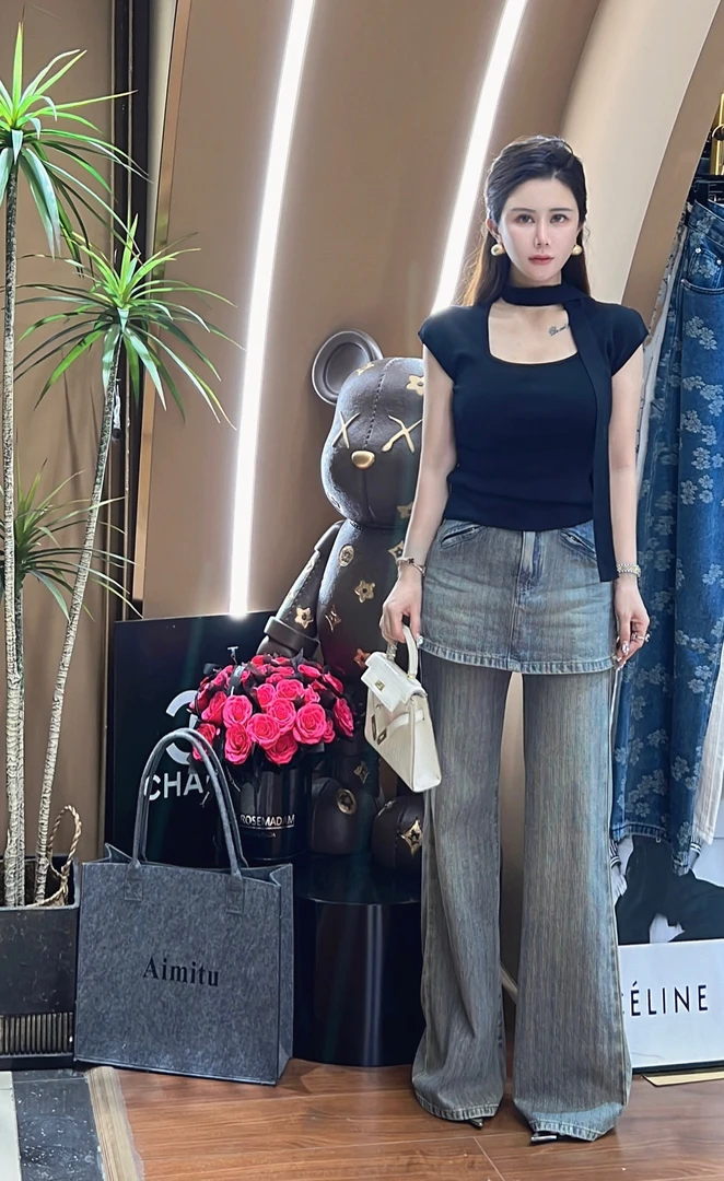 婷子-VIP•家订制洋气复古提花牛仔裤裙(3617)