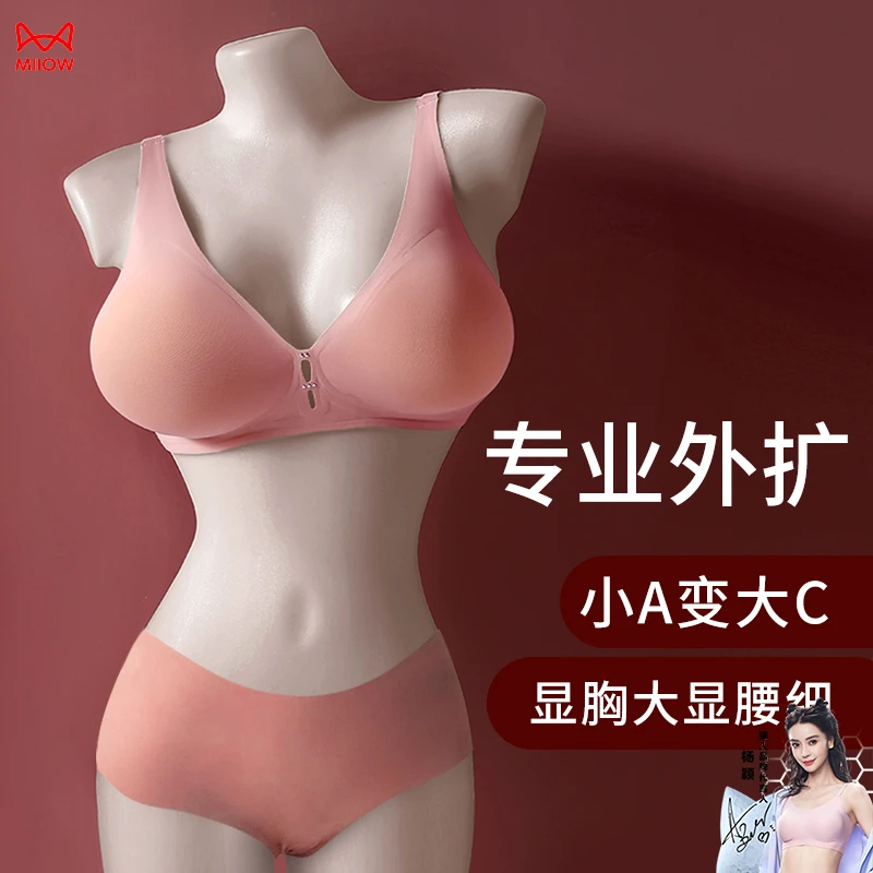 MiiOW/猫人外扩型内衣女秋冬薄小胸聚拢显大无痕美背性感纯欲文胸