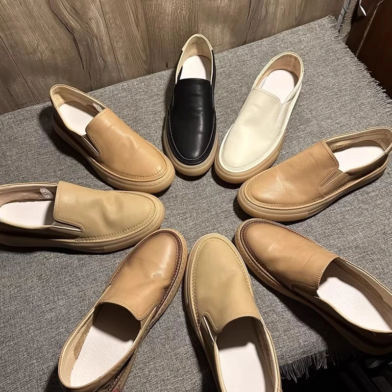 一脚蹬小白鞋男2024夏季新款真皮乐福鞋男驾车软皮豆豆鞋潮鞋男