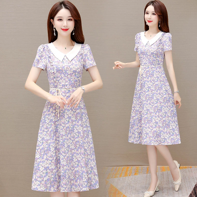 碎花连衣裙女夏2025新款小个子气质高端妈妈减龄显瘦雪纺裙子