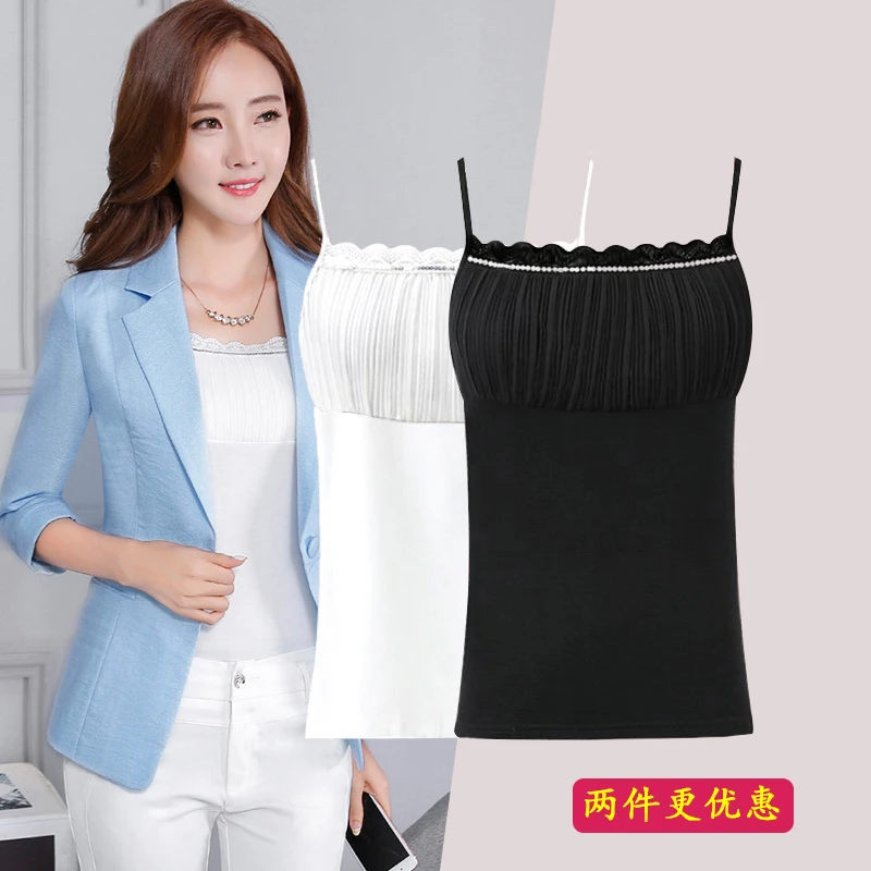 黑色小吊带背心女内穿西服打底内衣职业装内搭百搭上衣带胸垫夏款