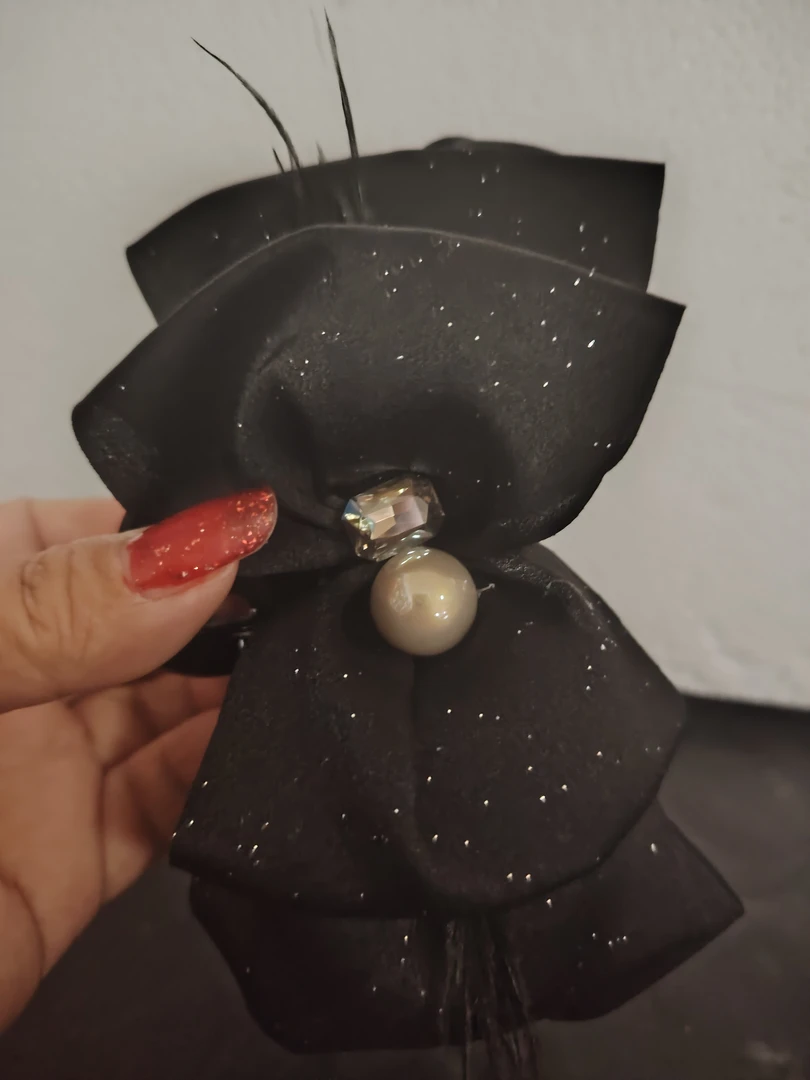 @(8)新款黑色轻奢高级感小香风发夹女法式大号羽毛鲨鱼夹