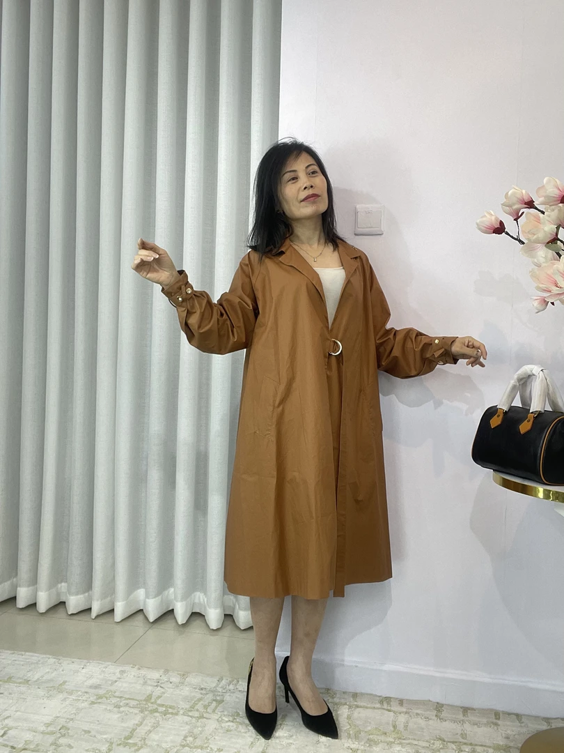 【微瑕疵】姜黄色时尚休闲百搭简约气质宽松中长款女士薄款风衣