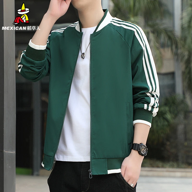 稻草人外套男士春秋季百搭休闲上衣宽松薄款潮流运动高端夹克男装