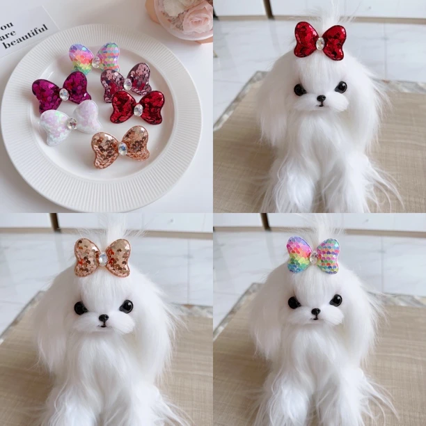 宠物发夹狗狗亮片蝴蝶结青蛙夹泰迪比熊约克夏马尔济斯西施夹子