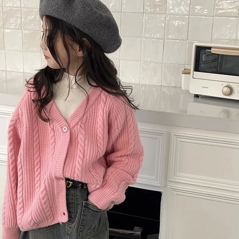 小女孩针织开衫女童韩款毛衣儿童洋气外套2023秋季新款中大童上衣