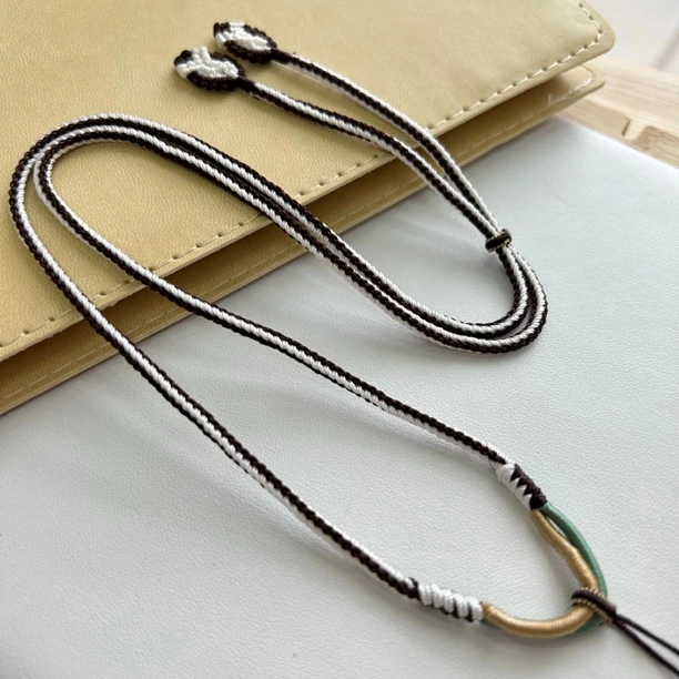 纯手工编织吊坠绳素款双色编织凤尾结可调节高货吊坠绳