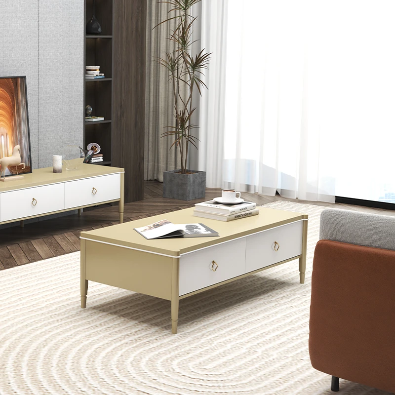 轻奢现代茶几客厅家用茶桌小户型方形茶台现代简约抽屉式储物柜