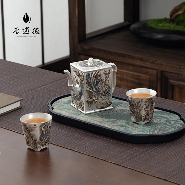 四方神兽鎏银茶壶组 D830