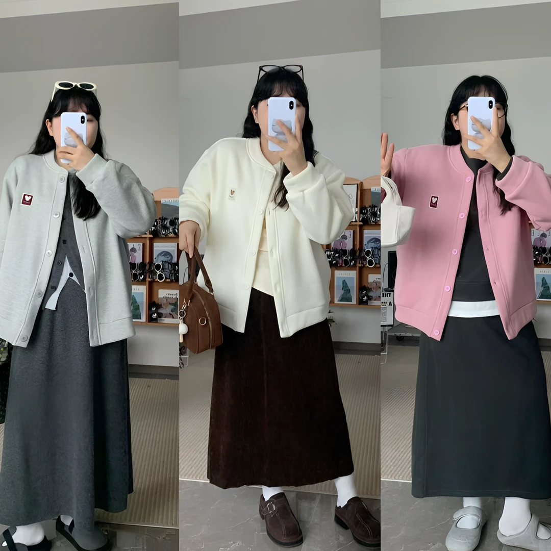 【青苍现货】定制款秋冬高品质净版棒球服外套慵懒风宽松加绒开衫