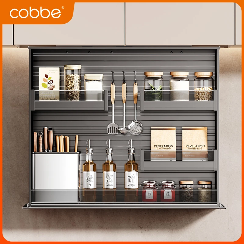 卡贝厨房吊柜垂直升降拉篮电动智能语音控制下拉自动调味拉篮橱柜