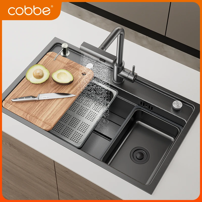 卡贝小米粒5mm加厚304不锈钢大单槽抗污耐刮厨房水槽耐用()