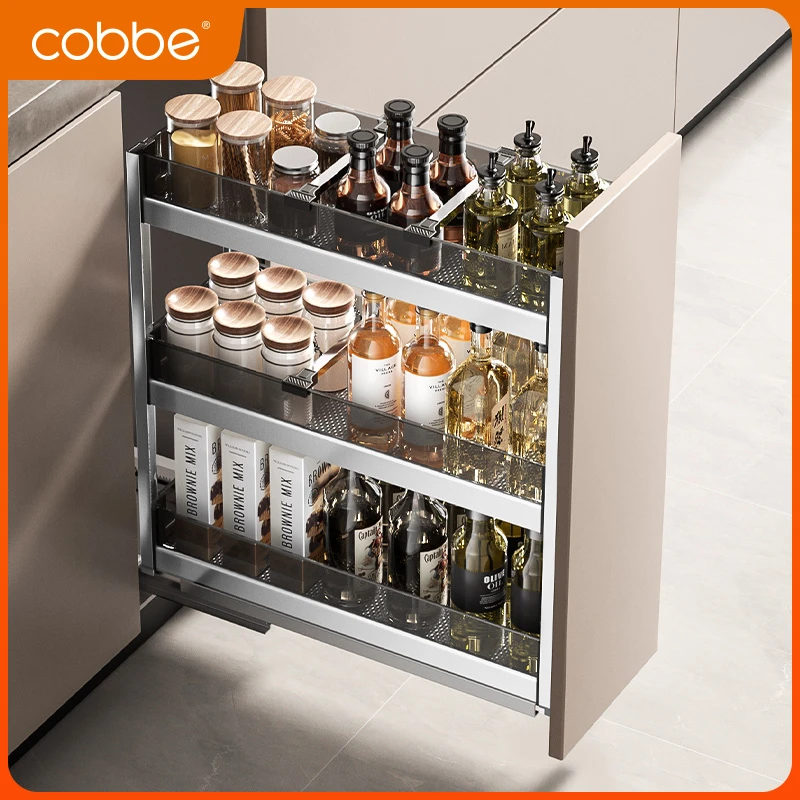 卡贝拉篮厨房橱柜抽屉式迷你调味篮玻璃窄柜内小拉篮橱柜抽屉式