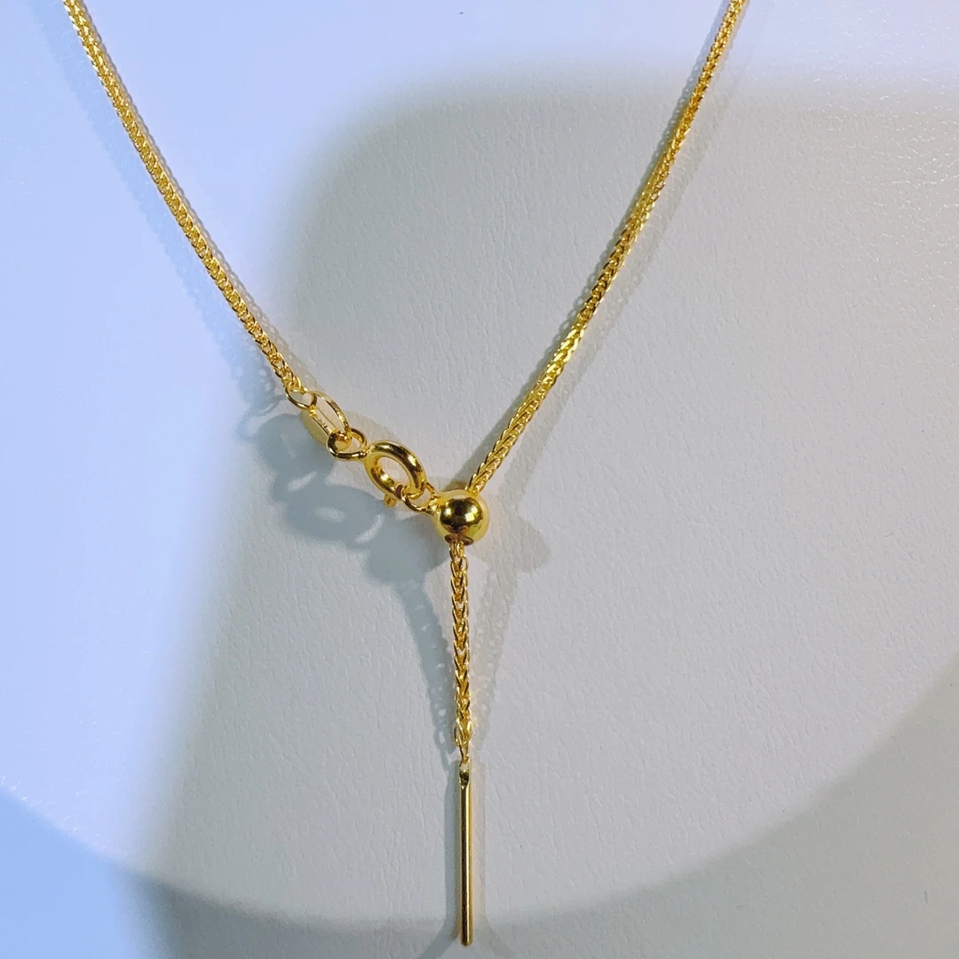 链子925银 纯银项链女金色项链简约白塔素链可调节肖邦链不掉色款