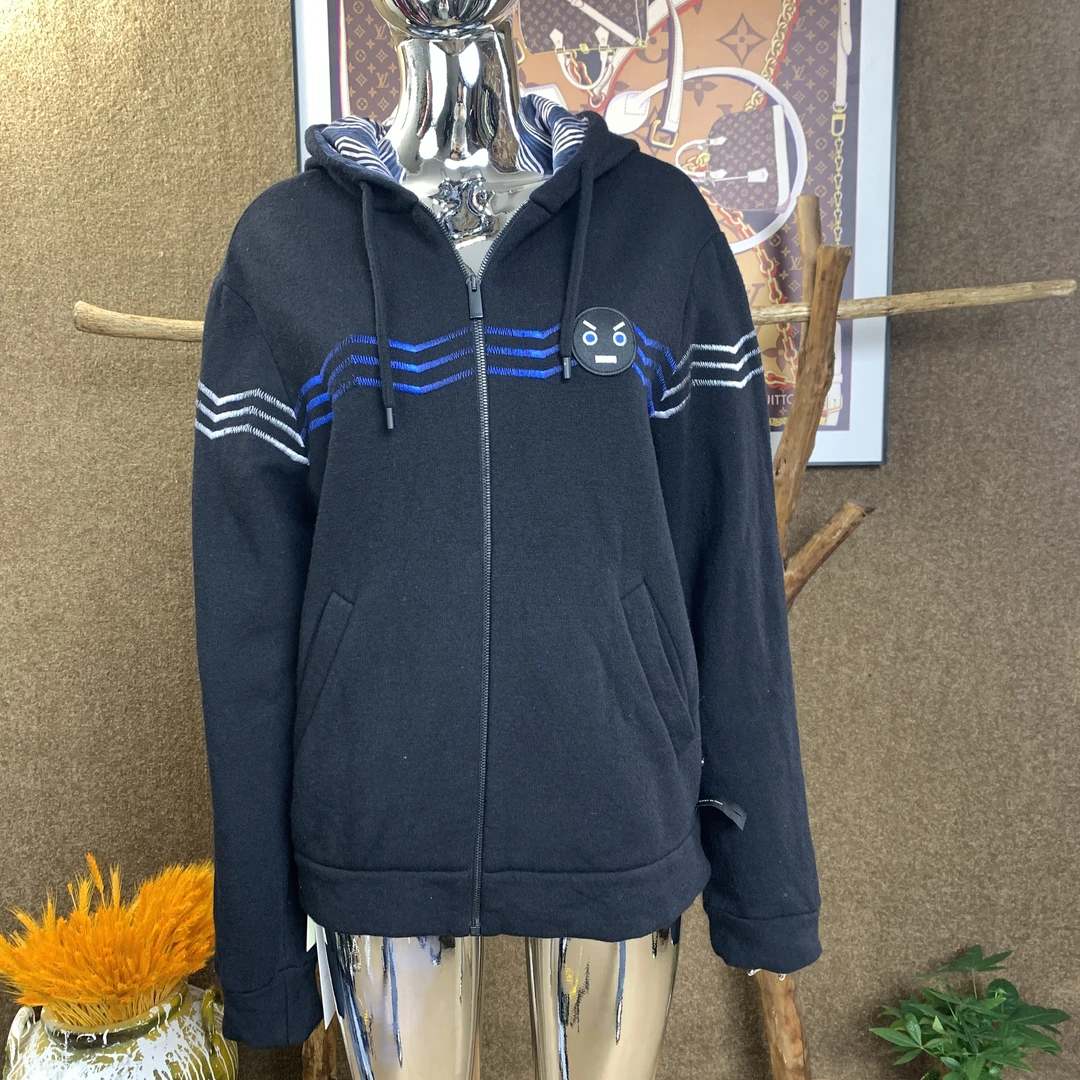 99新 FENDI/芬迪 拉链开衫羊毛卫衣 48码