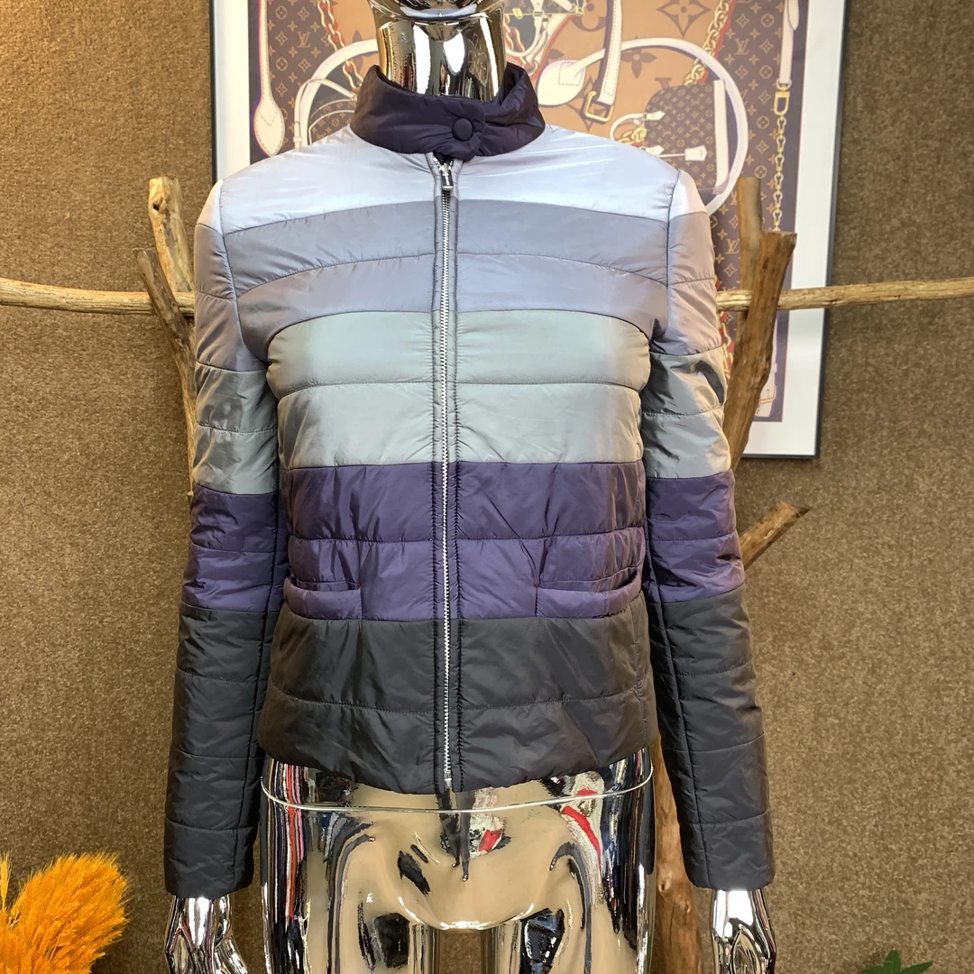 99新 MIU MIU/缪缪 拼接色短款棉服 36码 40089