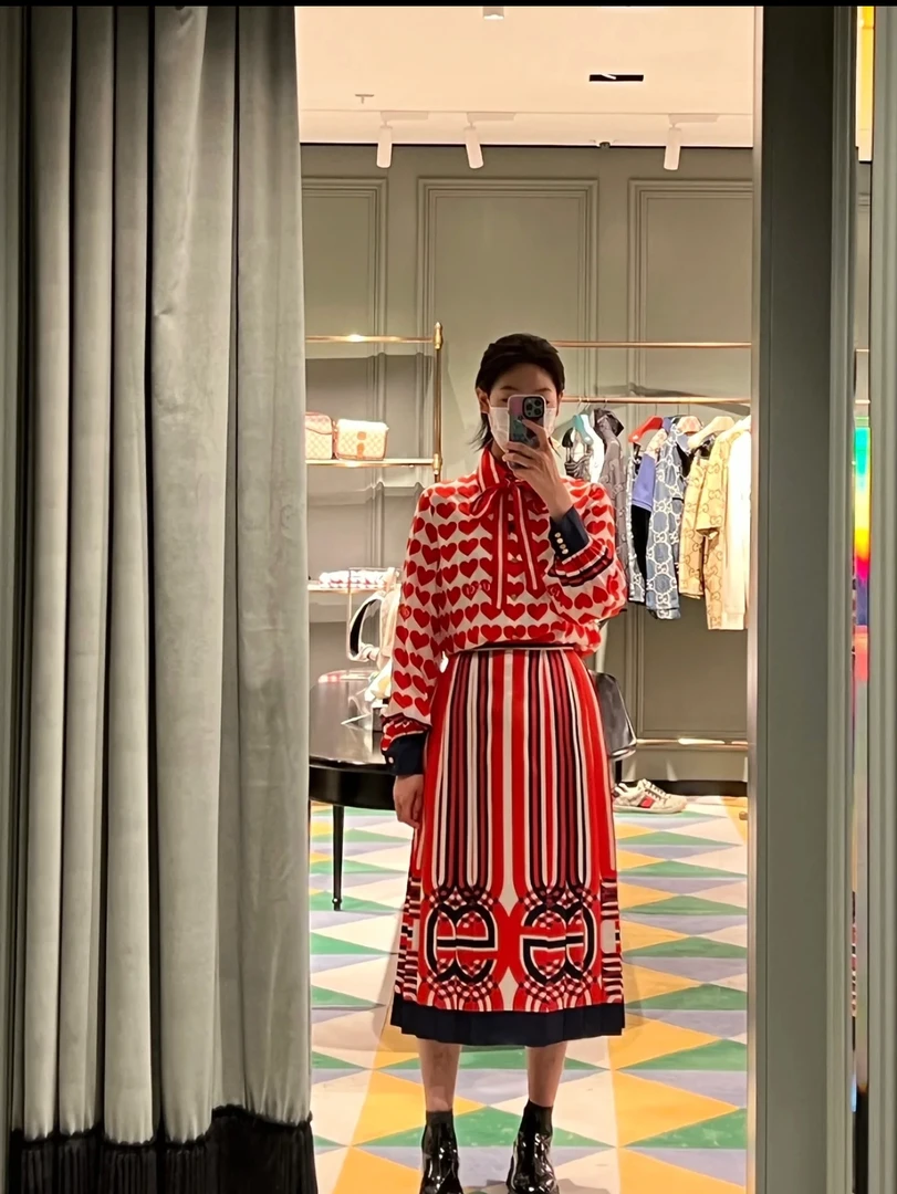 99新 GUCCI/古驰 印花真丝半身长裙 36码41016