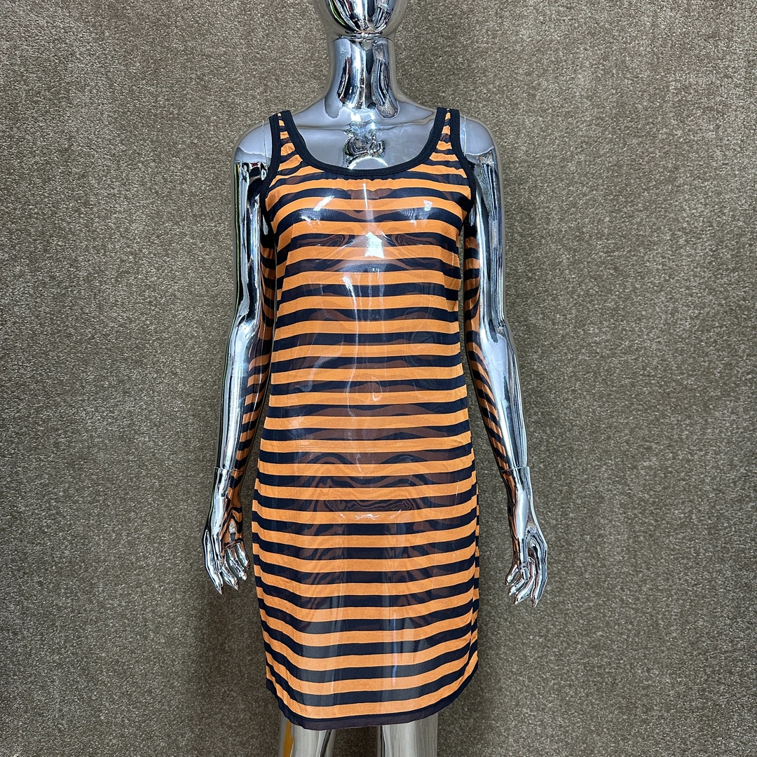 99新 Givenchy/纪梵希 女士条纹吊带连衣裙 44码 41650