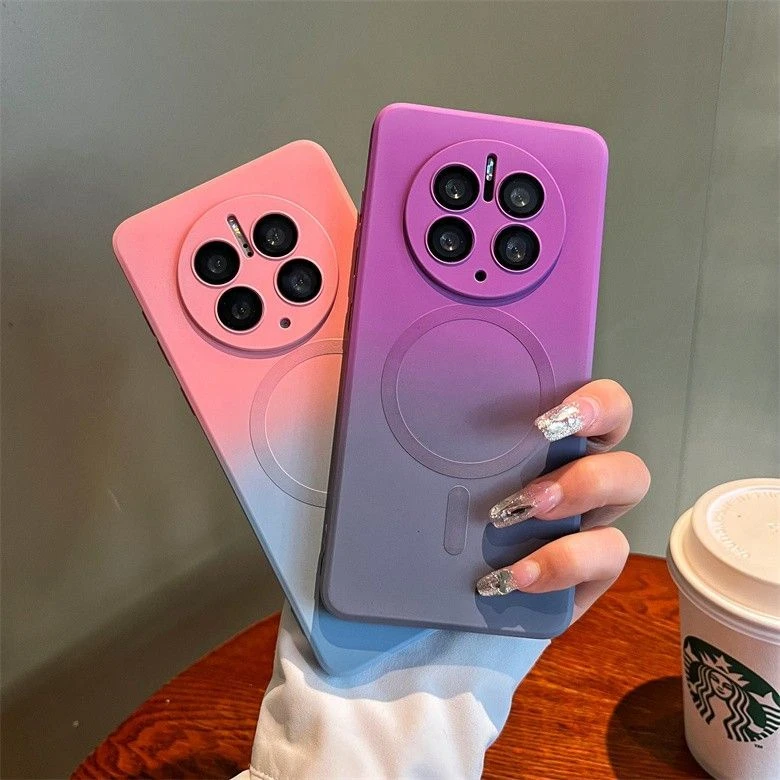 华为mate50pro渐变液态磁吸手机壳Mate40自带镜头膜30E防摔保护套