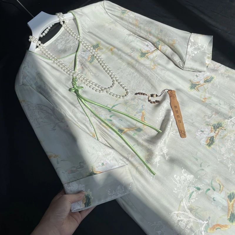 2496《乡萍》常熟夏季新款新中式气质国风设计师款重工提花连衣裙