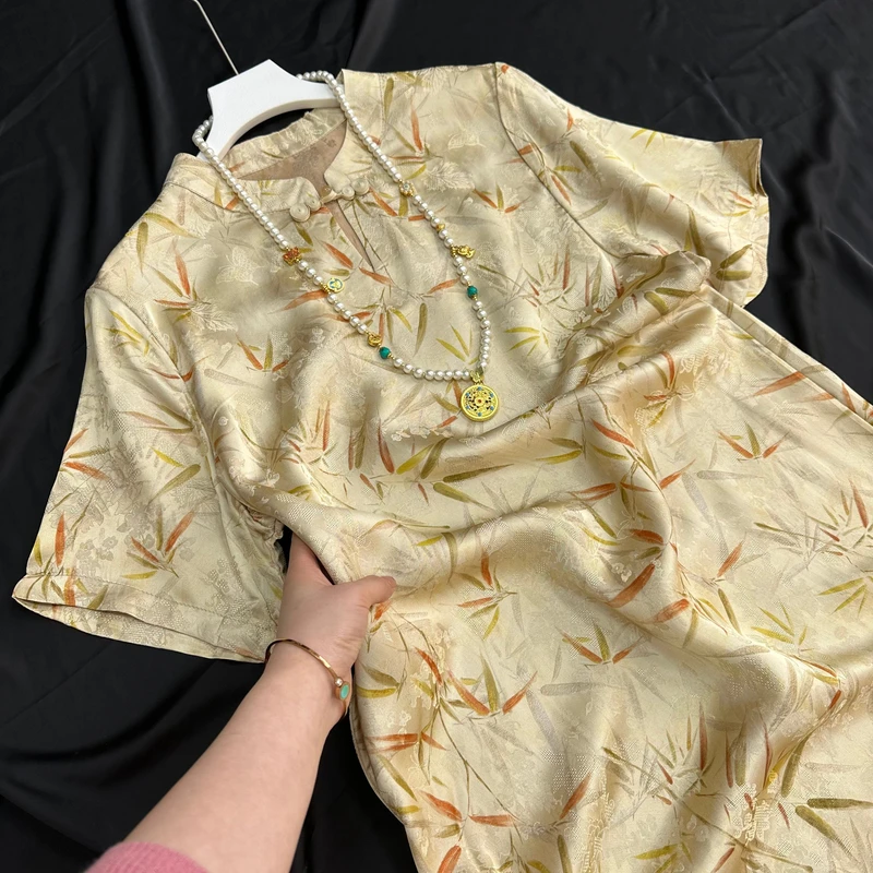 2846《流萤》常熟春夏新款新中式立领国风提花宽松优雅气质连衣裙