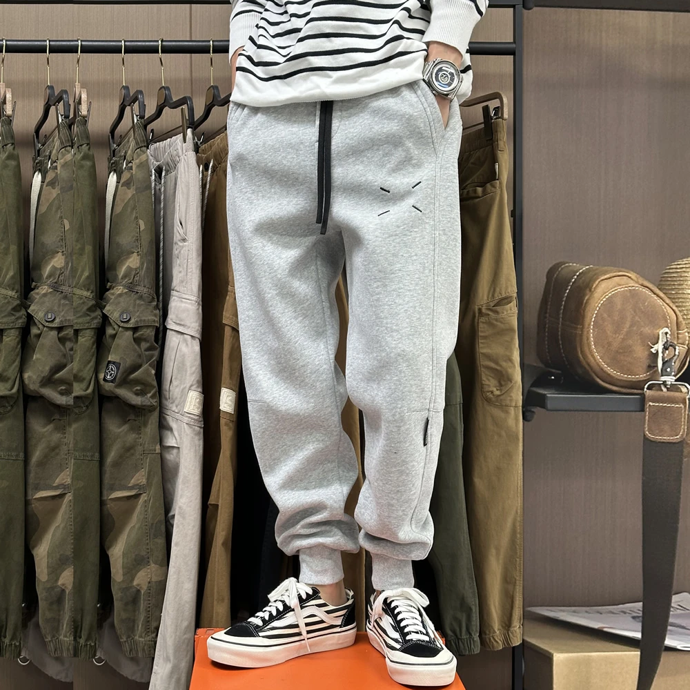 马吉拉男士卫裤秋冬季新款潮流百搭束脚运动裤拼接宽松休闲长裤子