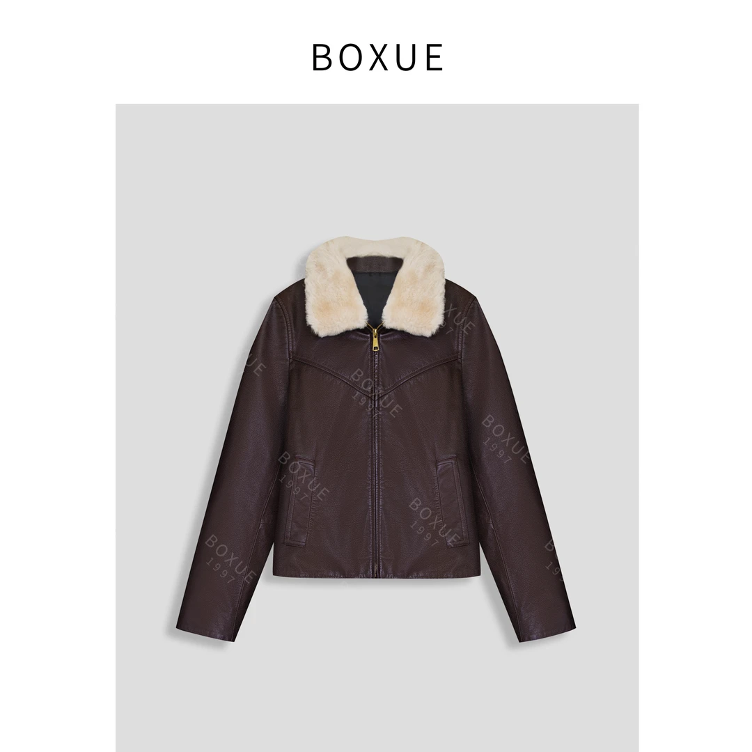 BOXUE“兰舟”2024冬季高级感90白鹅绒皮毛一体羽绒服外套241205W33