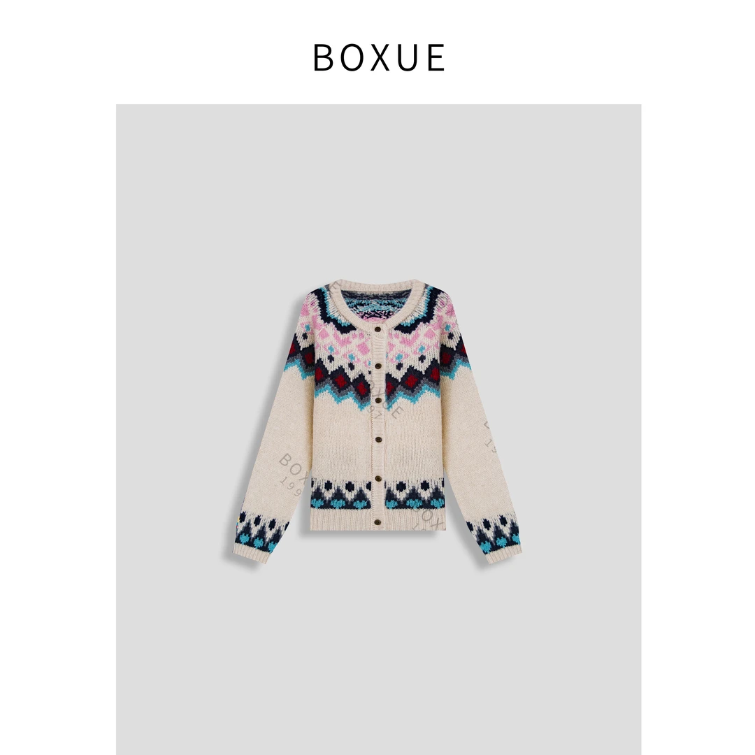 BOXUE “”2024秋冬新款高级感轻奢费尔岛风 外套#241126W414